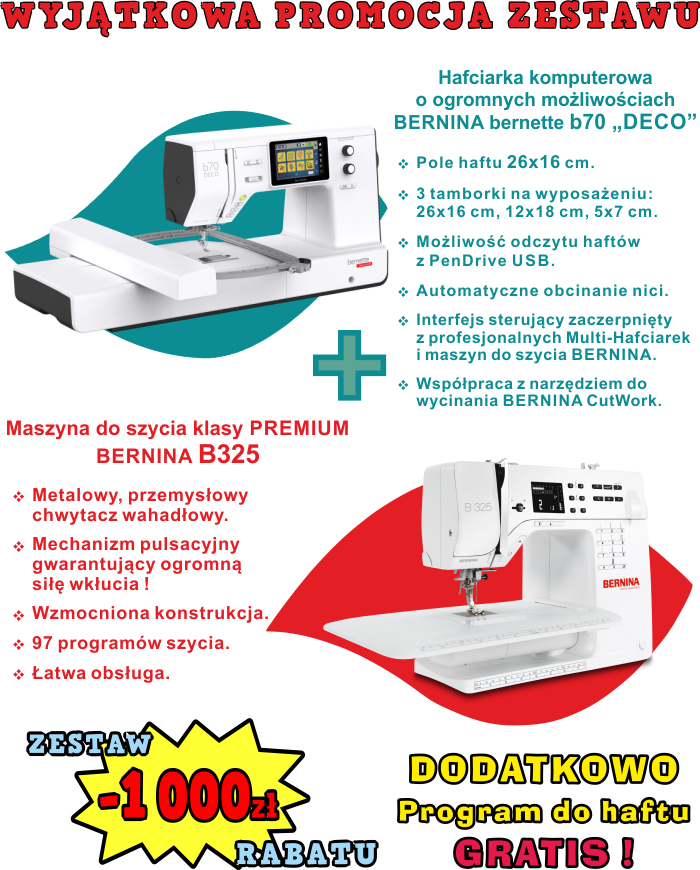 Hafciarka komputerowa BERNINA bernette b70 "DECO" PROMOCJA